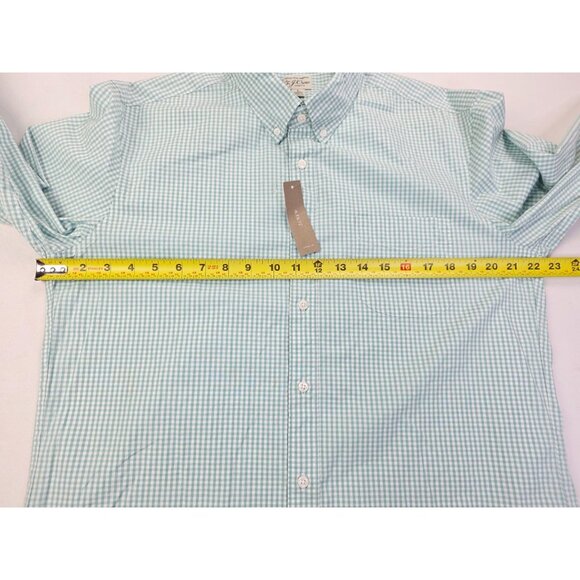 J. Crew Slim Untucked Stretch Short Size Large Green White Check Button Down NWT - Picture 3 of 10
